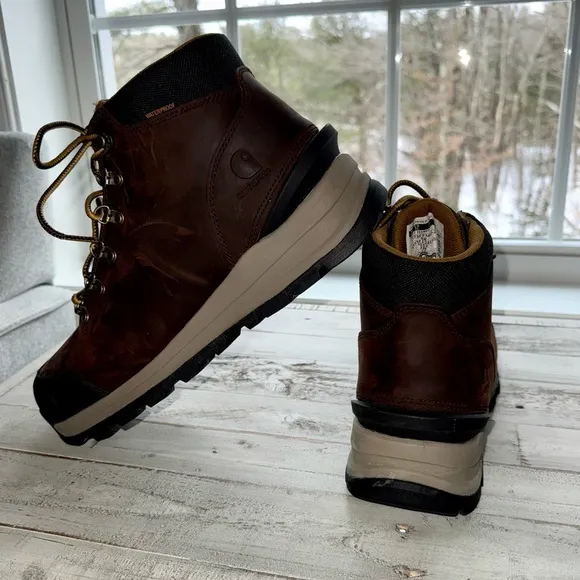 Carhartt Mens Gilmore Waterproof 5 inch Alloy toe work hiker brown boots size 12