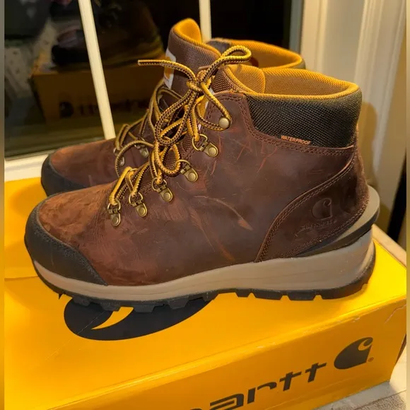 Carhartt Mens Gilmore Waterproof 5 inch Alloy toe work hiker brown boots size 12