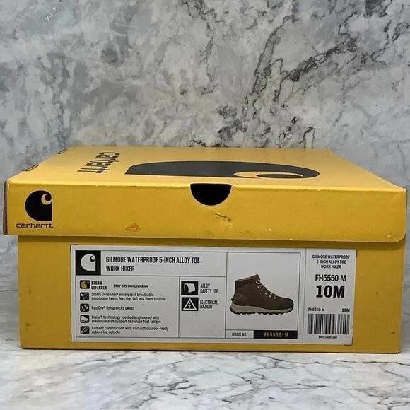 Carhartt Sz 10 Brown Gilmore Waterproof 5 inch Alloy Toe Work Hiker Boots P10-21