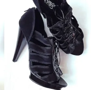 Carlos by Carlos Santana Platform Shoes w Peep Toe D'Orsay Heels Womens 8M Black