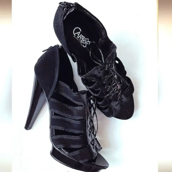 Carlos by Carlos Santana Platform Shoes w Peep Toe D'Orsay Heels Womens 8M Black