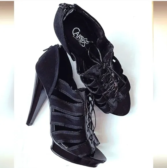Carlos by Carlos Santana Platform Shoes w Peep Toe D'Orsay Heels Womens 8M Black