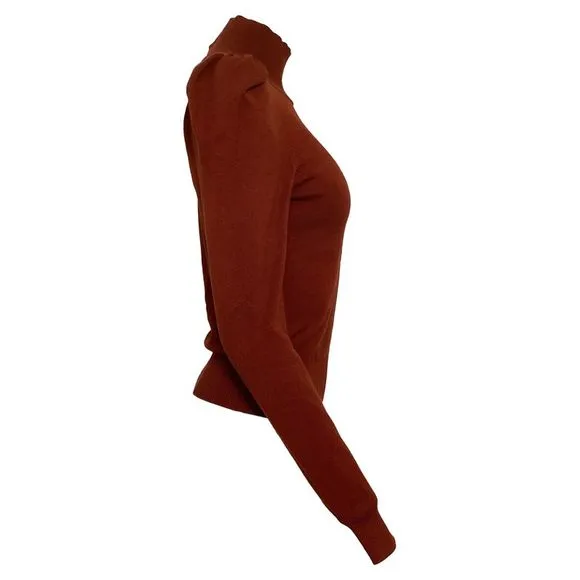 Caroline Constas Ivy Mock Neck Top in Brown Rayon