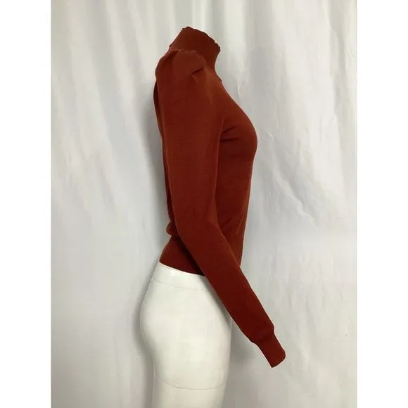 Caroline Constas Ivy Mock Neck Top in Brown Rayon