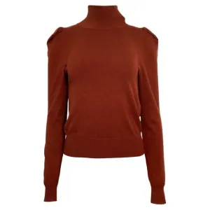 Caroline Constas Ivy Mock Neck Top in Brown Rayon