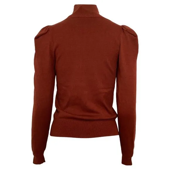 Caroline Constas Ivy Mock Neck Top in Brown Rayon