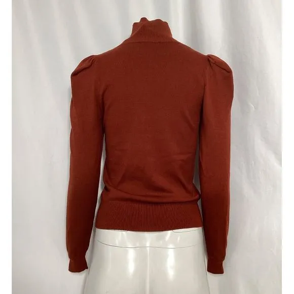 Caroline Constas Ivy Mock Neck Top in Brown Rayon