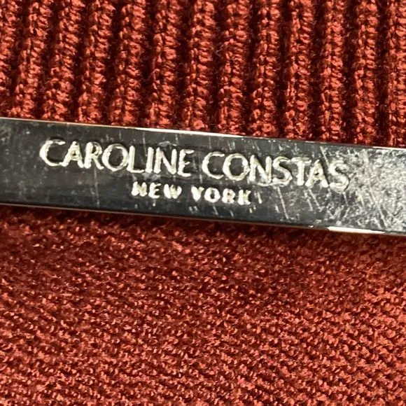 Caroline Constas Ivy Mock Neck Top in Brown Rayon