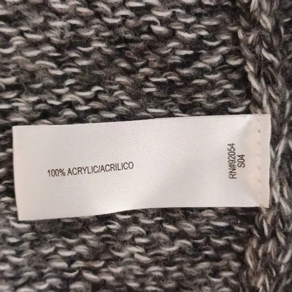 Carolyn Taylor Sweater Knit CARDIGAN Sz L GRAY Boxy Collar w Pockets Buttons