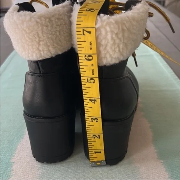 Catherine Malandrino Polar Faux‎ Fur Shearling Trimmed Combat Boots