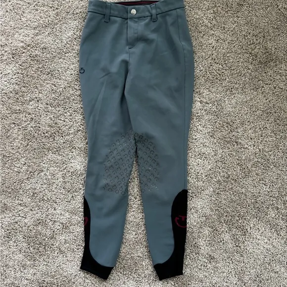 CAVALLERIA TOSCANA KID'S CT LOGO GRIP BREECHES SZ 10 Grey UNISEX equestrian