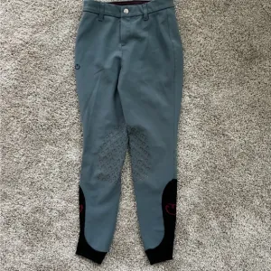 CAVALLERIA TOSCANA KID'S CT LOGO GRIP BREECHES SZ 10 Grey UNISEX equestrian