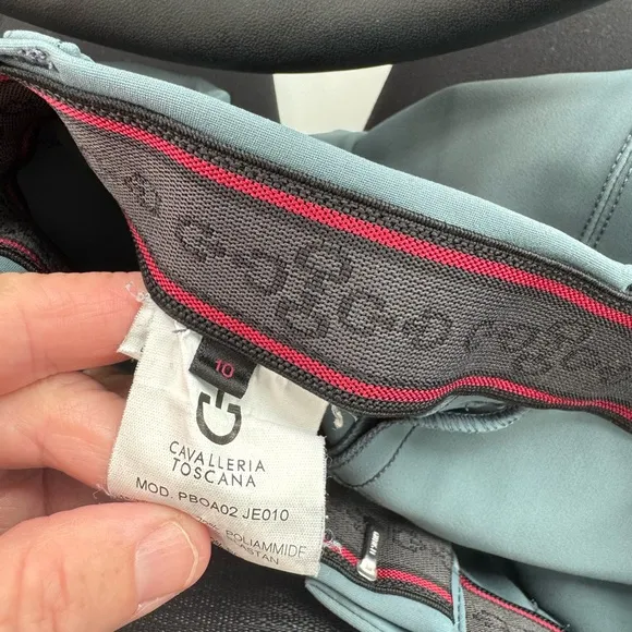 CAVALLERIA TOSCANA KID'S CT LOGO GRIP BREECHES SZ 10 Grey UNISEX equestrian
