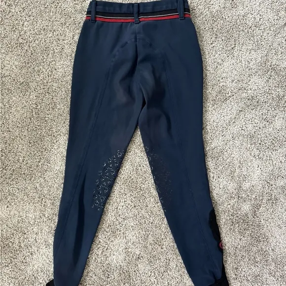 CAVALLERIA TOSCANA KID'S CT LOGO GRIP BREECHES SZ 10 unisex, navy equestrian