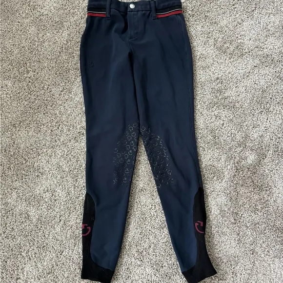 CAVALLERIA TOSCANA KID'S CT LOGO GRIP BREECHES SZ 10 unisex, navy equestrian