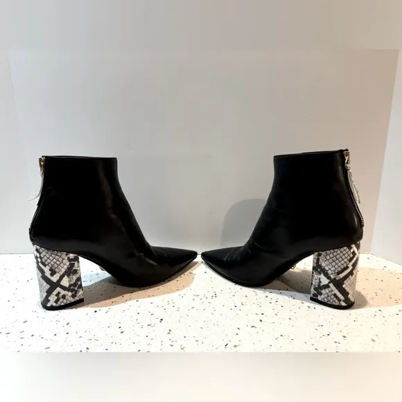 Cavalli Class‎ by Roberto Cavalli Leather &amp; Faux Snakeskin Ankle Boots