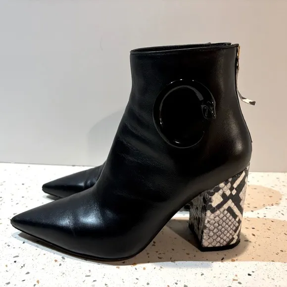 Cavalli Class‎ by Roberto Cavalli Leather &amp; Faux Snakeskin Ankle Boots