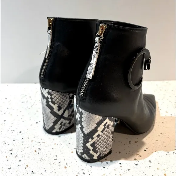 Cavalli Class‎ by Roberto Cavalli Leather &amp; Faux Snakeskin Ankle Boots