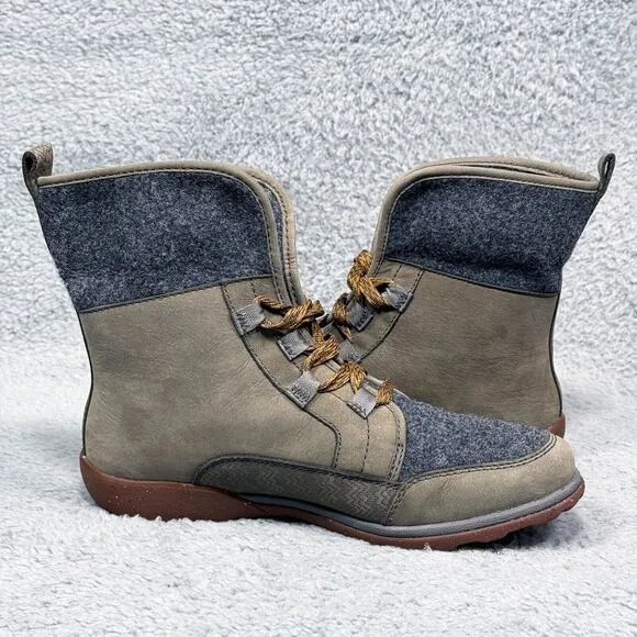 Chaco Barbary Womens Size 9 Foldover Boots Nickel Gray Leather Waterproof