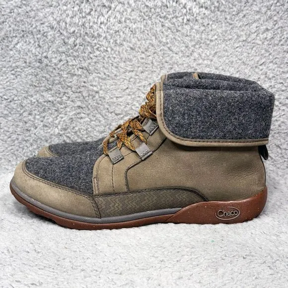 Chaco Barbary Womens Size 9 Foldover Boots Nickel Gray Leather Waterproof