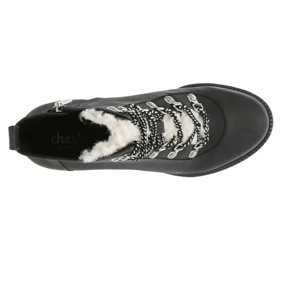 CHARLES BY CHARLES DAVID WEARY FAUX NUBUCK AND FAUX-FUR PLATFORM ANKLE BOOTS