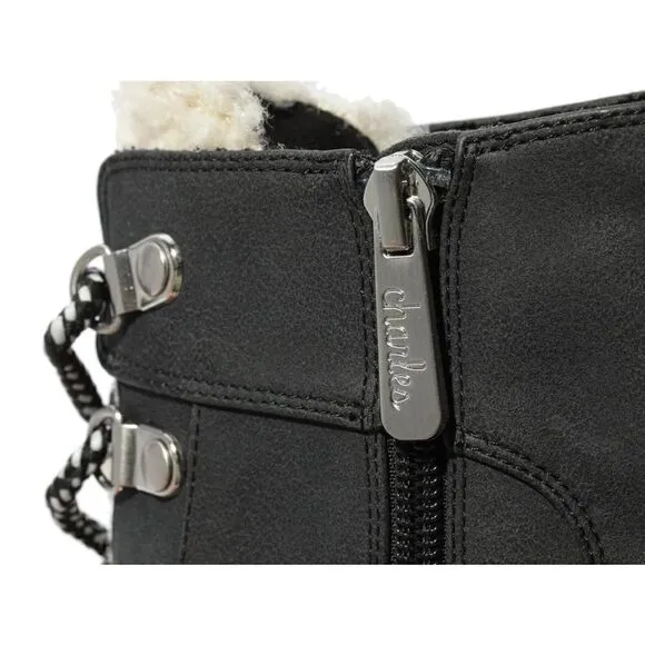 CHARLES BY CHARLES DAVID WEARY FAUX NUBUCK AND FAUX-FUR PLATFORM ANKLE BOOTS