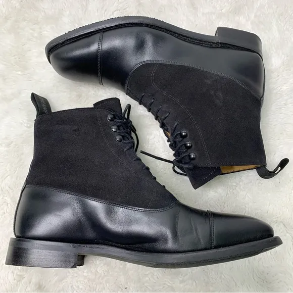 CHEANEY Women's Anna D Balmoral Boot in Black Calf Leather Black Suede Size 5 UK
