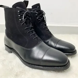 CHEANEY Women's Anna D Balmoral Boot in Black Calf Leather Black Suede Size 5 UK