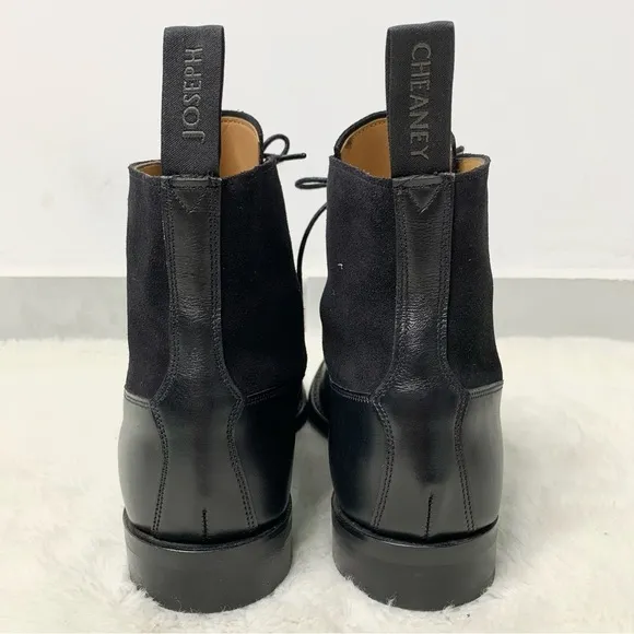 CHEANEY Women's Anna D Balmoral Boot in Black Calf Leather Black Suede Size 5 UK