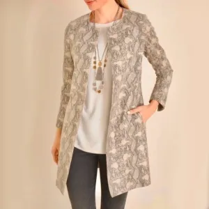 CHICO’S Faux-Suede Snake-Print Topper