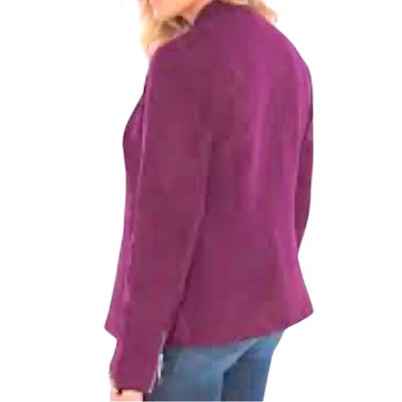 CHICOS PURPLE FAUX LEATHER BOMBER JACKET SZ 12 EUC