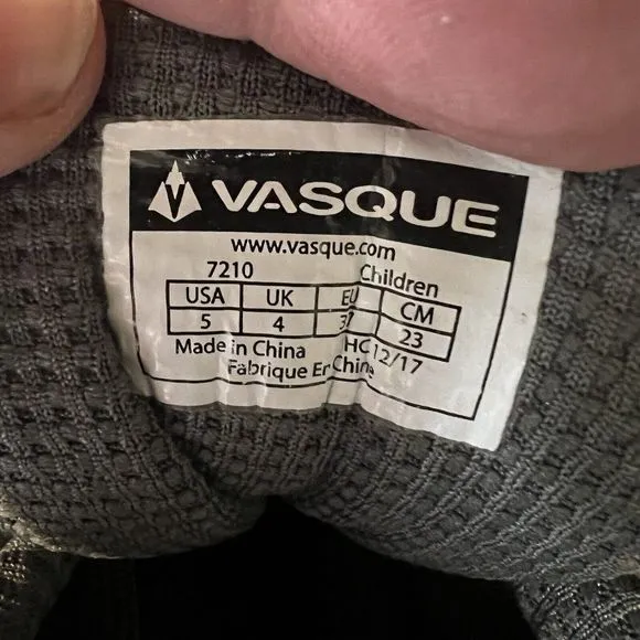 Childrens Big Kids Vasque Monolith Gray Waterproof Hiking‎ Shoes Sneakers Size 5