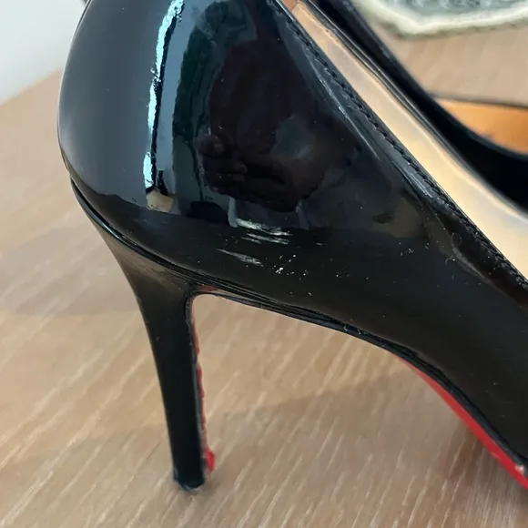 Christian Louboutin sz 36.5 Black patent heels - brand new replacement heel tips