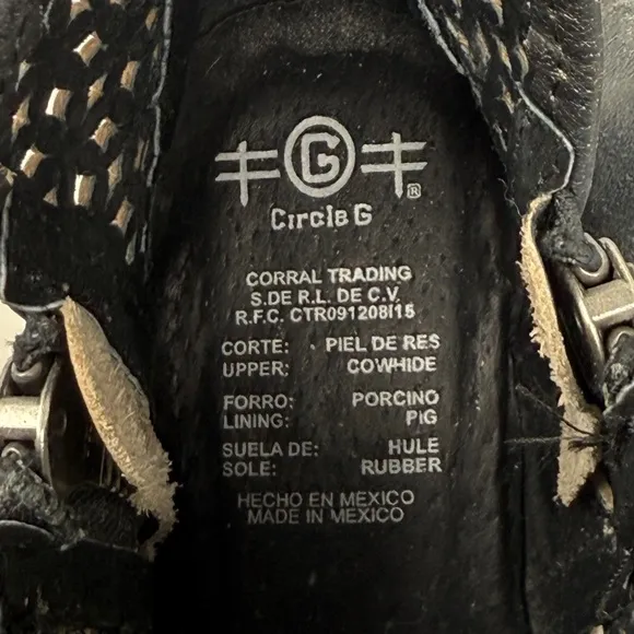 CIRCLE G Corral Laser Cut Leather Boots SIZE 11
