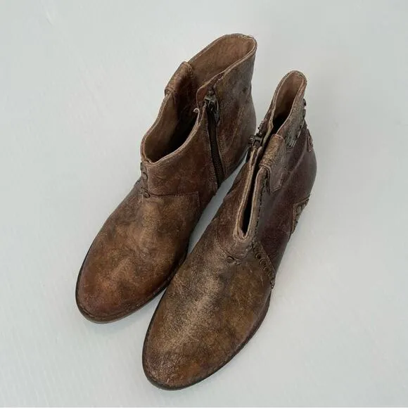 Circle G studded star inlay boots short booties cowboy style boots brown size 6