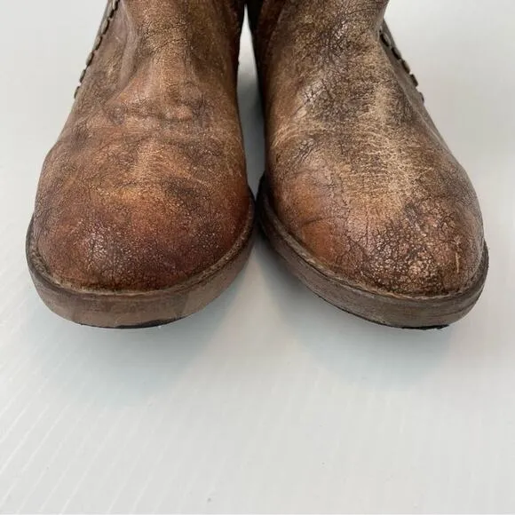 Circle G studded star inlay boots short booties cowboy style boots brown size 6