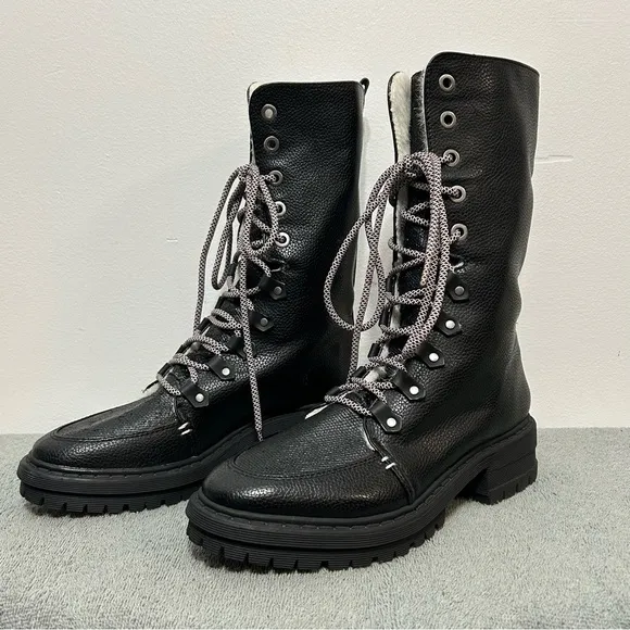 Circus by Sam Edelman Liam Faux Leather Faux Fur Lined Boots Womens Size 7 Black