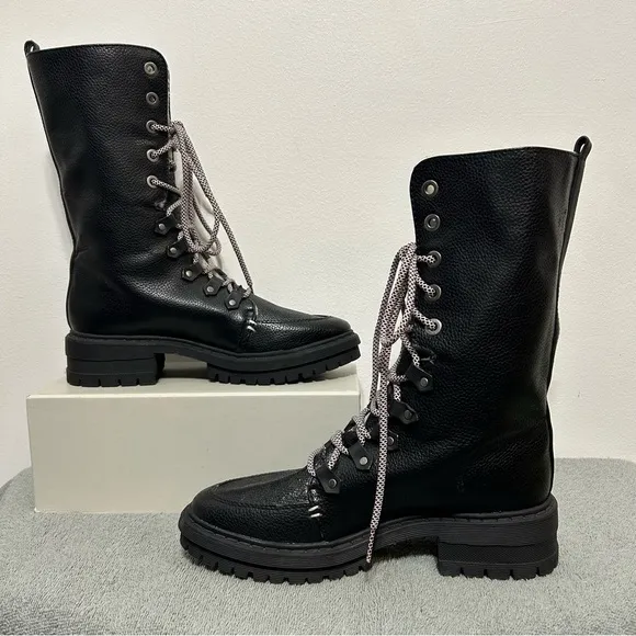 Circus by Sam Edelman Liam Faux Leather Faux Fur Lined Boots Womens Size 7 Black
