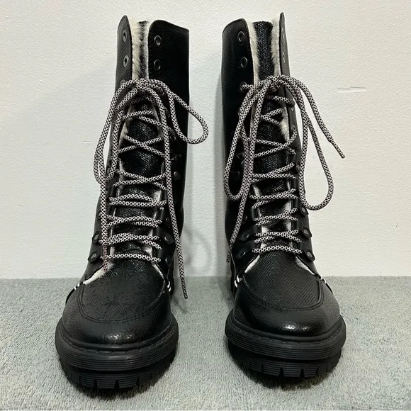 Circus by Sam Edelman Liam Faux Leather Faux Fur Lined Boots Womens Size 7 Black