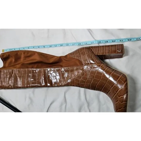 Circus Sam Edelman Women's Brown Crocodile Like Knee-High High Heel Boots Sz 10