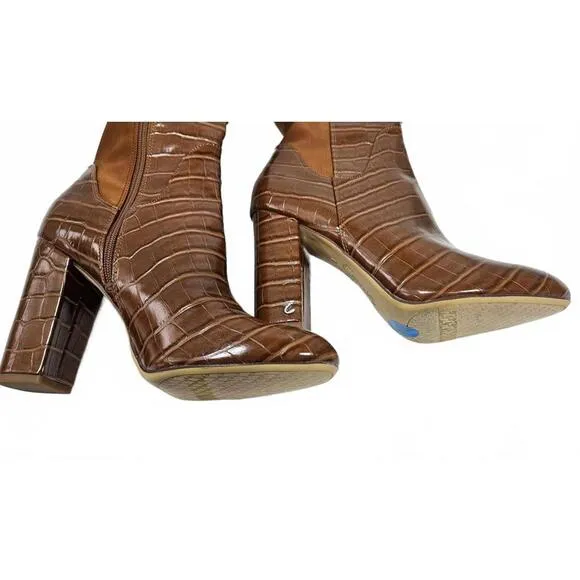 Circus Sam Edelman Women's Brown Crocodile Like Knee-High High Heel Boots Sz 10