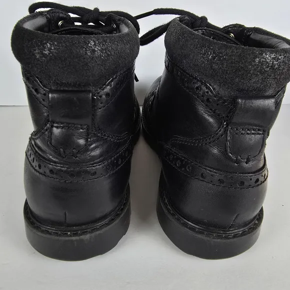 Clarks Ankle Boots Men's Size 9.5M Black Leather Brogue Batcombe Lord Lace Up