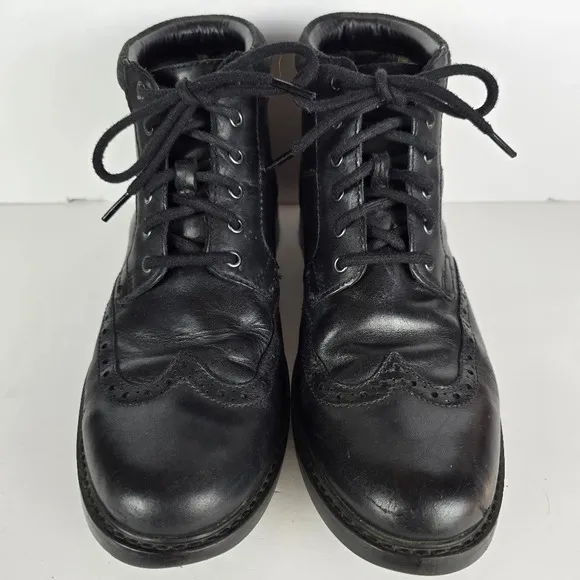 Clarks Ankle Boots Men's Size 9.5M Black Leather Brogue Batcombe Lord Lace Up