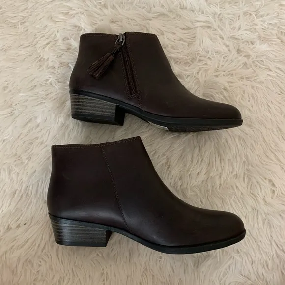Clarks Dark Taupe Leather Ankle Boots