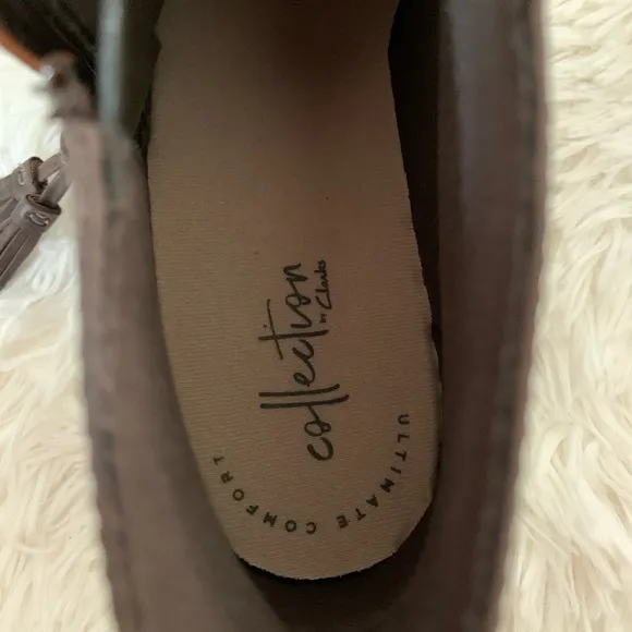 Clarks Dark Taupe Leather Ankle Boots