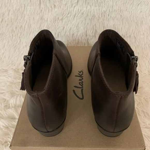 Clarks Dark Taupe Leather Ankle Boots