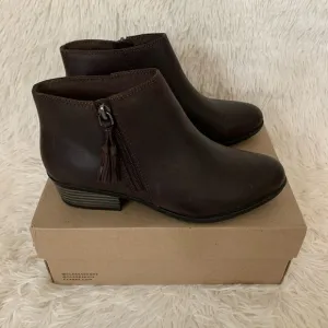 Clarks Dark Taupe Leather Ankle Boots