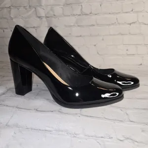 Clarks Elegant Black Women's  Patten Learher Heels Size 8 1/2