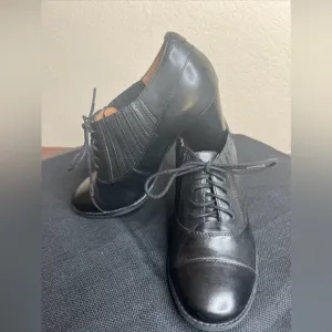 Clarks Indigo Black Leather Lace Up Booties Women’s Size 6.5M Heels 63091 Comfy
