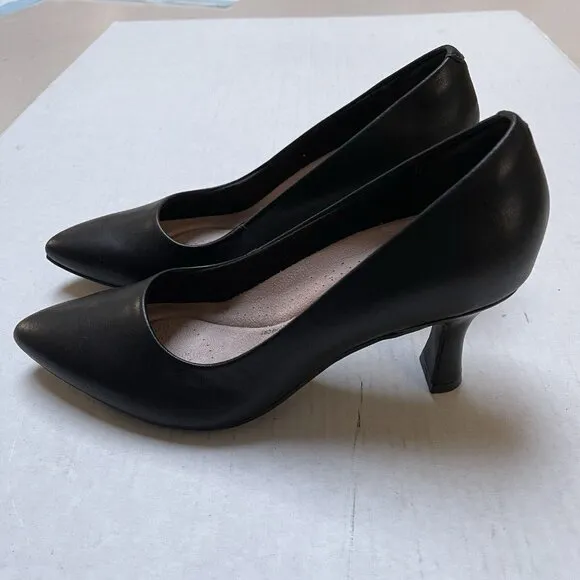 Clarks Kataleyna Shoes Womens 9.5 M Heels Black Leather Pumps Comfort Classic